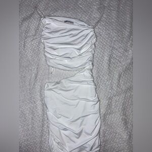 Elegant White Ruched Dress